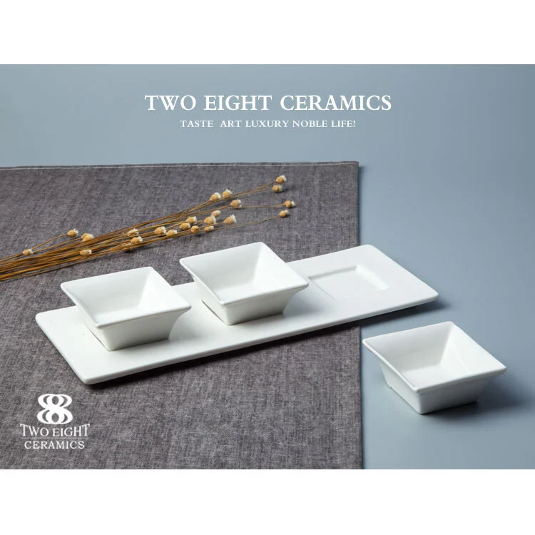 3 porcelain dessert square bowl 3pcs selling cheap white porcelain dessert plates 1