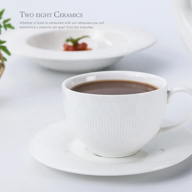 Special Design Hotel Ware 90ml Porcelain Espresso Cups With Saucer, Crockery Restaurant Coffee Cups For Cafe& 1