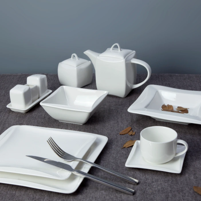 hot selling dinnerware plain white porcleian tableware hotel restaurant dinning table set 1