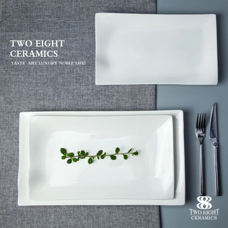 Hotel Rectangle Ceramic Plate, Japapese Rectangular Plates Ceramic, Restaurant White Rectangular Dishes& 1