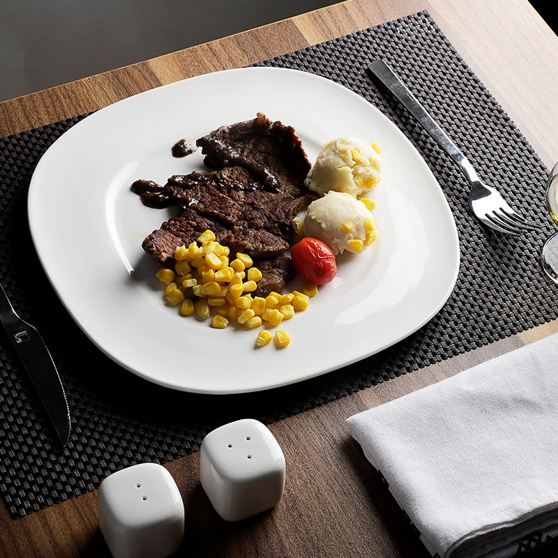 White 9.25/7.25 Inch Ceramic Dish Square White Porcelain Restaurant Salad Dessert Side Plates 1