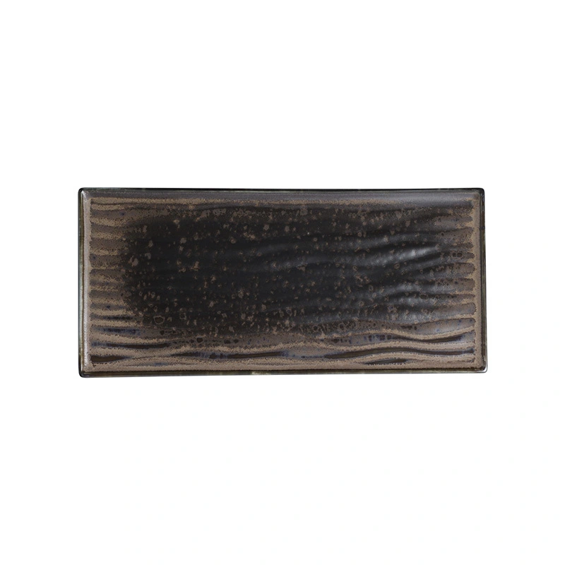Special Wholesale Ceramic Plates, Japanese Ceramic Dishes For Restaurant, Rectangle Black 13 Inch Sushi Plate Ceramic/ 1