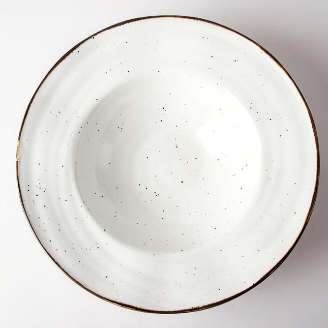 Restaurant Crokery Dinnerware Soup Plate, Durable Glazed RimmedPasta Soup Ceramic Plate 1