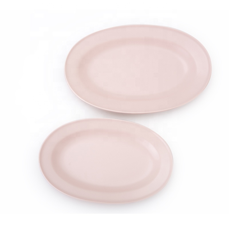 Hot Seller China Porcelain Matt Pink Restaurant Ellipse Dinner Plate, Pink Color Serving Plates Ceramic% 2