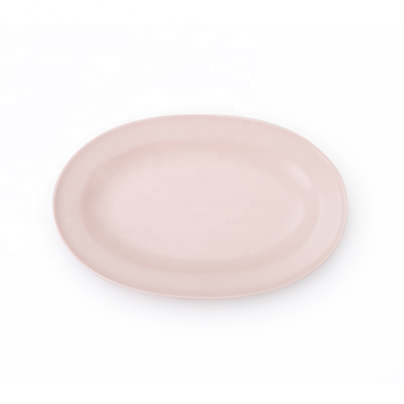 Hot Seller China Porcelain Matt Pink Restaurant Ellipse Dinner Plate, Pink Color Serving Plates Ceramic% 1