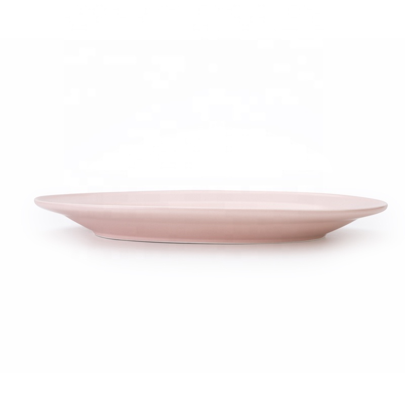 Hot Seller China Porcelain Matt Pink Restaurant Ellipse Dinner Plate, Pink Color Serving Plates Ceramic% 4