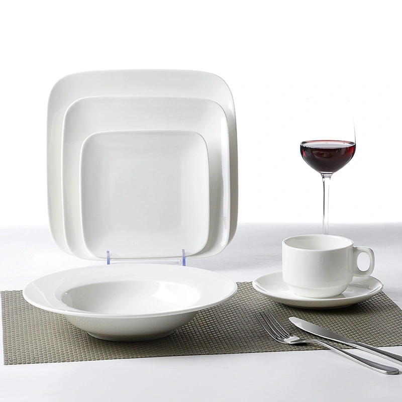 Mid East Market Hot Sale Scratch proof Dinnerware Square Sets, Ceramics Dinner Set, Restaurant White Square Ceramic Set 1