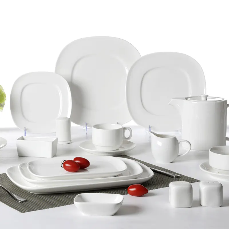 Dine In Style With A White Square Porcelain Dinner Set 1