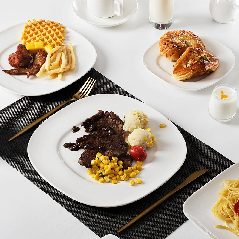 White Dinnerware Dishes And Plates Set Porcelain, Restaurant Party Wedding Ceramic Dinner Plate Set 1