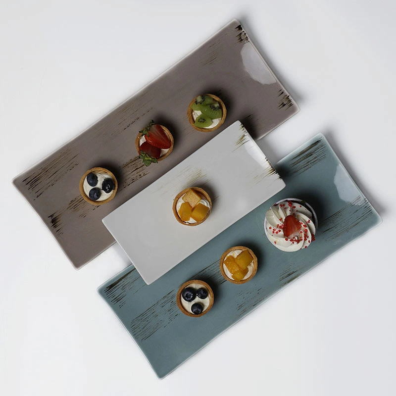 Japanese Restaurant Ceramic Rectangle Sushi Plates and Dishes Porcelain Sushi Plate for Sale 1