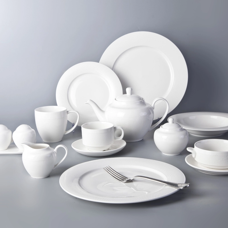 28 Dinnerware Wholesale Dinner Plates, China Design Plates Restaurant, Grid Disk White Porcelain 1