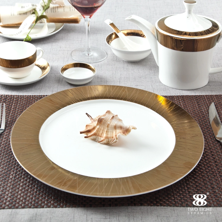 Dubai elegant high range Persian gold bone china crockery ceramic dishes for hotel 1