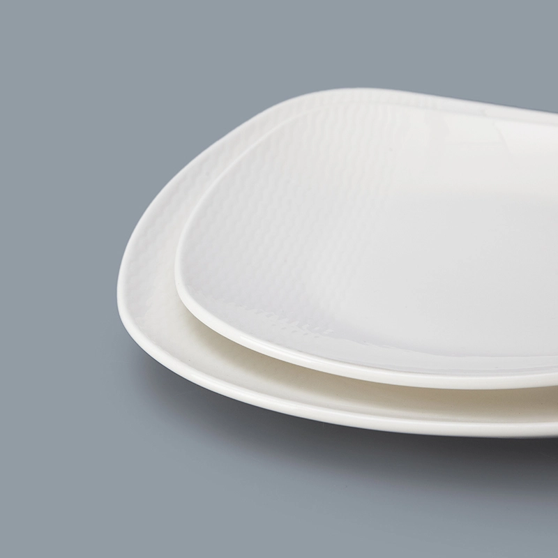 best sellingwhite western hotel ceramic irregular square plate porcelain 1