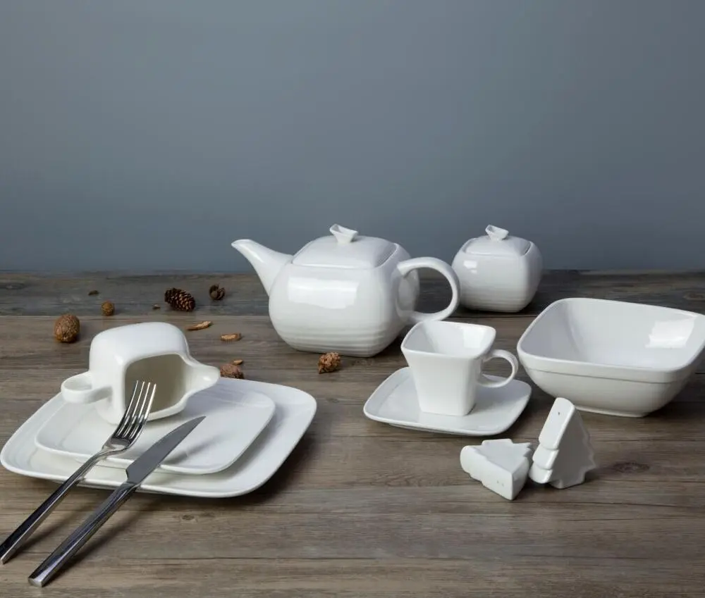 High Class Square Plates Dishes Set Dinnerware For Star Hotel And Restaurant Use 1