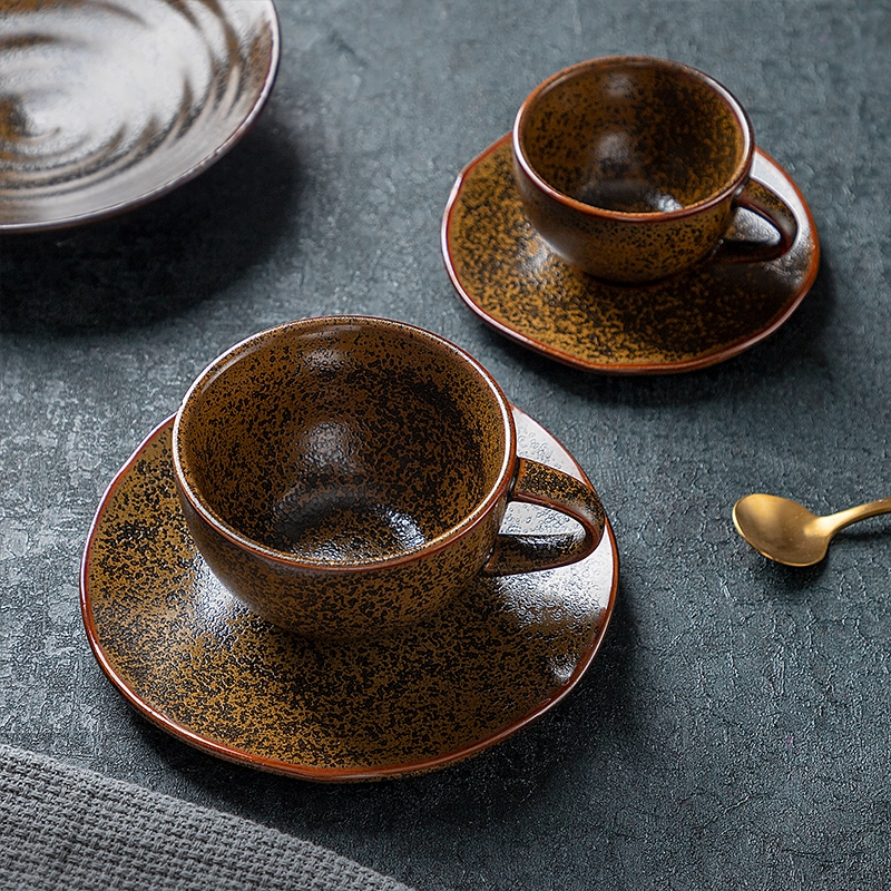 2020 New Porcelain Cup Tea Sets, 225ml / 125ml Restaurant Rustic Fancy Ceramic Cappuccino Coffee Cup 1