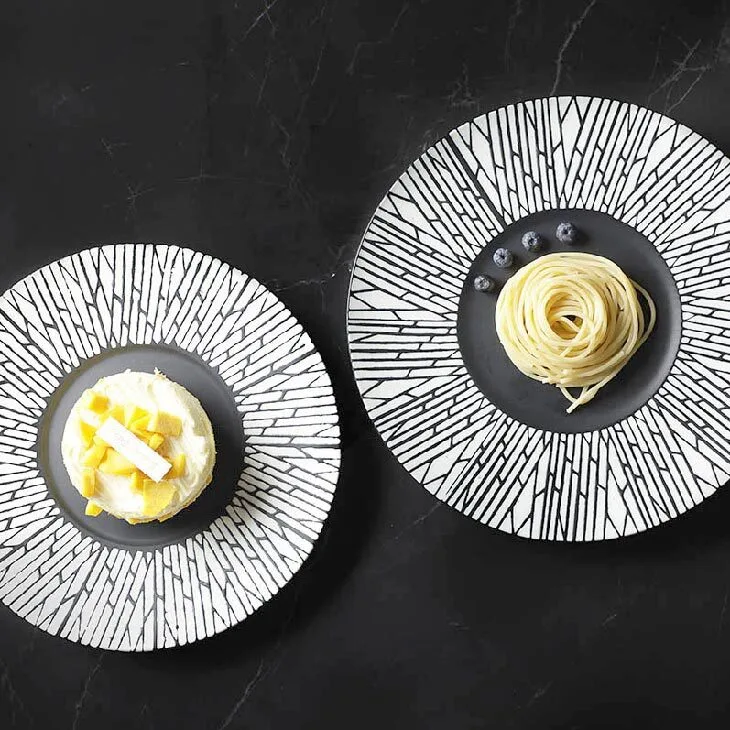 28ceramics Matte Ceramic Tableware Black Charger Plates, 28ceramics Korean Style 10/11/12 Inch Black Dishes~ 1