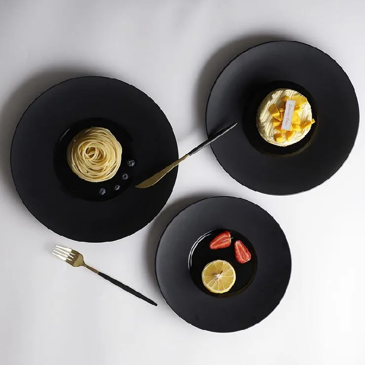 28ceramics Japanese Tableware Wholesale 10/11/12 Inch Black Plates, 28ceramics Japanese Ceramic Tableware Black Dinner Plates* 1