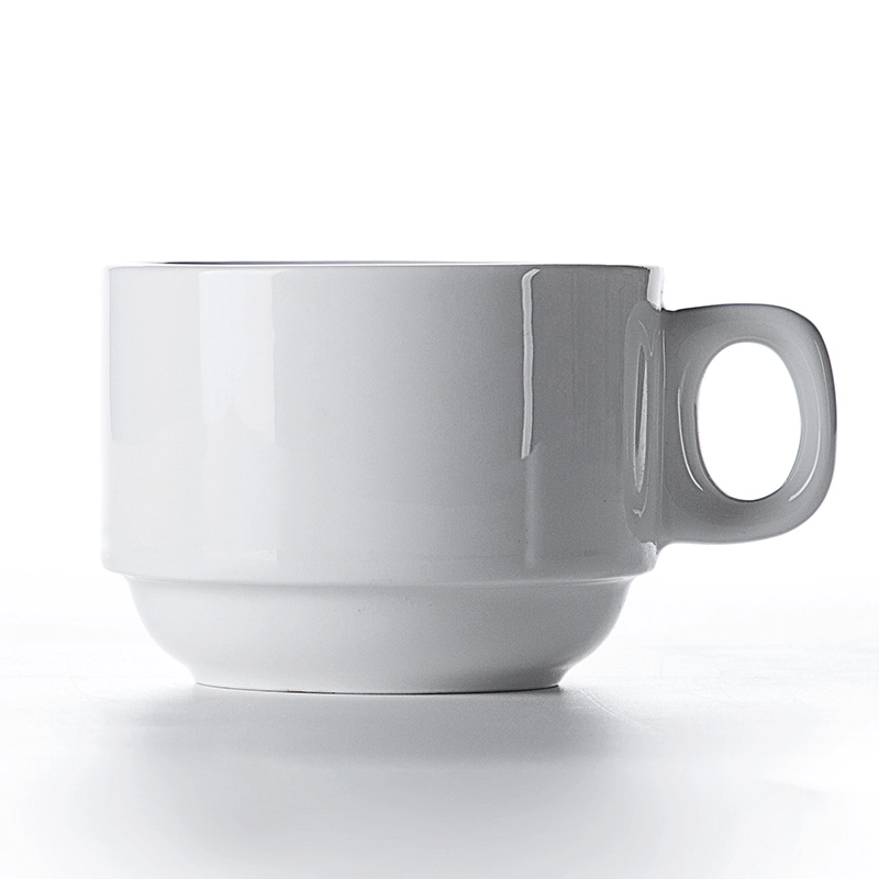 2020 Hot Sale Restaurant Cafe Bar Porcelain Ceramic Cup And Saucer,Coffee Cup White, Coffee Cups Porcelain Stack 1