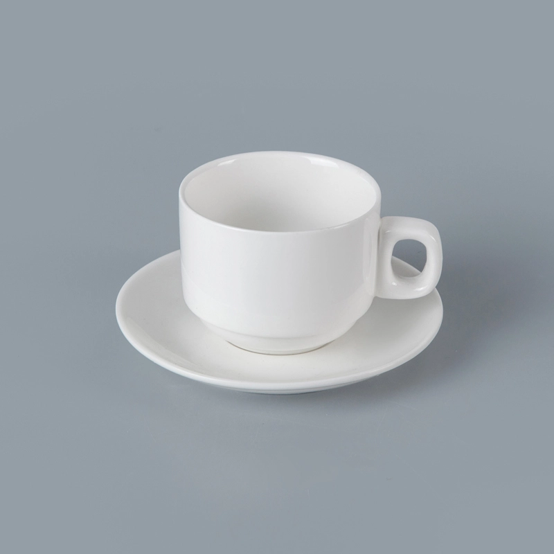 customized logo coffee cup durable elegant white Cafe coffee Cup stackable cups for coffee 1