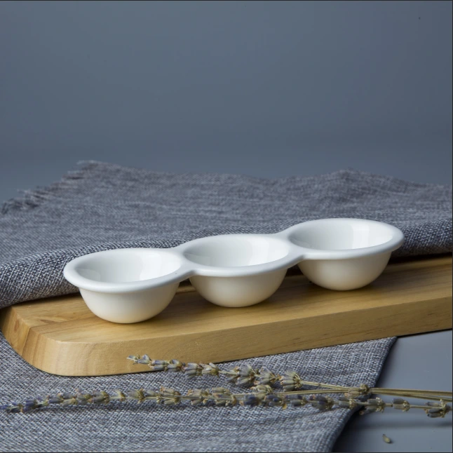 Ceramic new innovation crockery tableware three holes egg tray 1