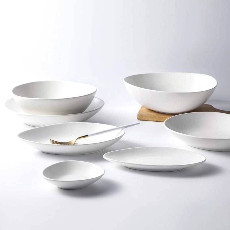 hotel and restaurant white ceramic dinnerware set matt white tableware set 1