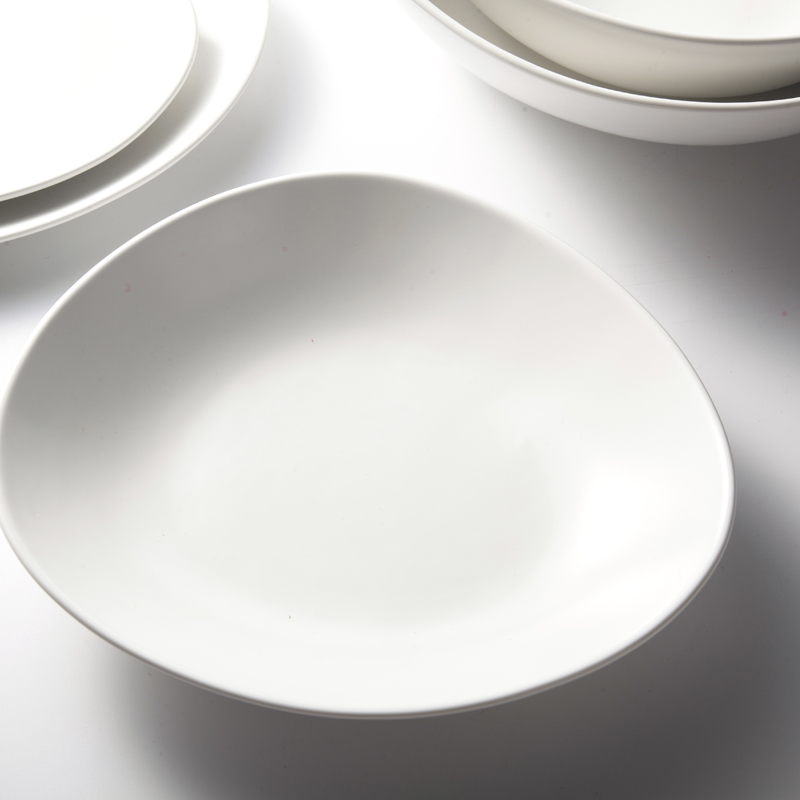 hotel and restaurant white ceramic dinnerware set matt white tableware set 4