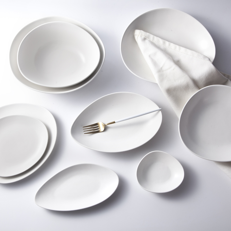 hotel and restaurant white ceramic dinnerware set matt white tableware set 6