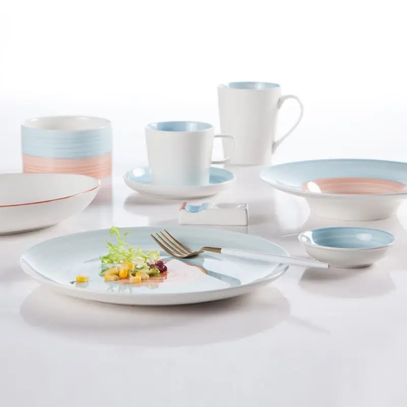 Two Eight French Style Embossed Decal Round Color Porcelain Dinner Set  - CAI HONG SERIES1 Colored Porcelain Dinner Set image20