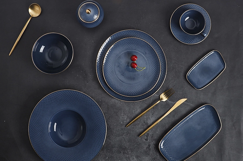 Kaleidoscope Collection(Blue Color) - 2021 Color Glazed Bone China Dinnerware for Hotel 1