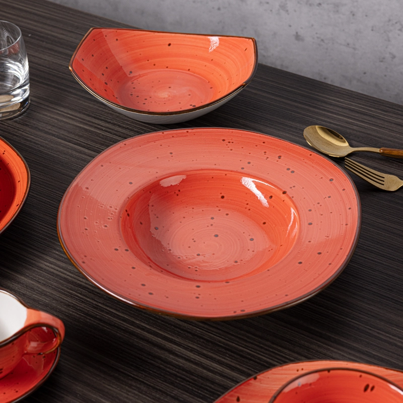 Aura Orange Collection - Orange Unique Hand Painted Design Porcelain Dinnerware Sets For Hotel, Restaurant, Event... 1