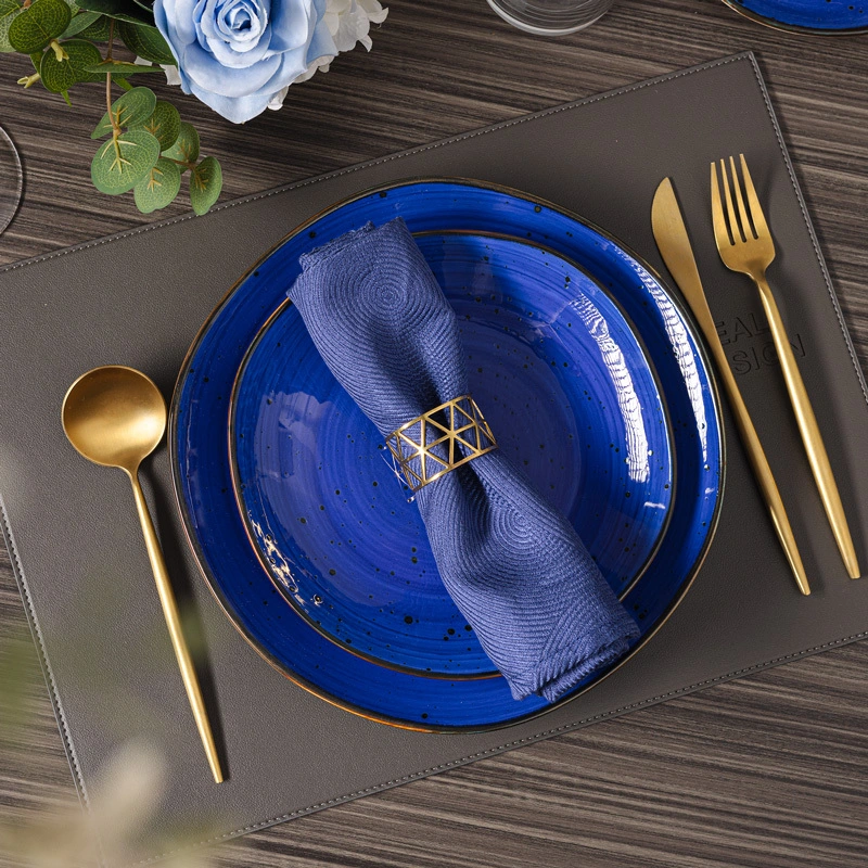 Aura Blue Collection -Blue Unique Hand Painted Glazed Design Porcelain Dinnerware Sets For Hotel, Restaurant, Event... 1