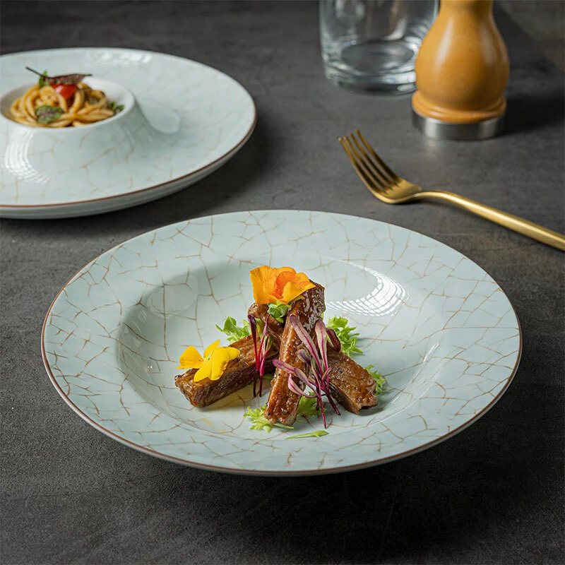 Marble Collection - Irregular Folded Lines With Green Base Color Provide Uniqueness To Restaurants, Hotels, And Wedding Tableware 1