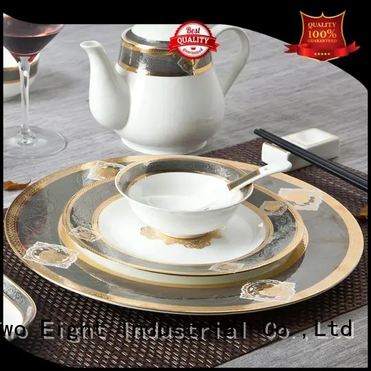 Two Eight Brand rim mixed gold fine white porcelain dinnerware 1
