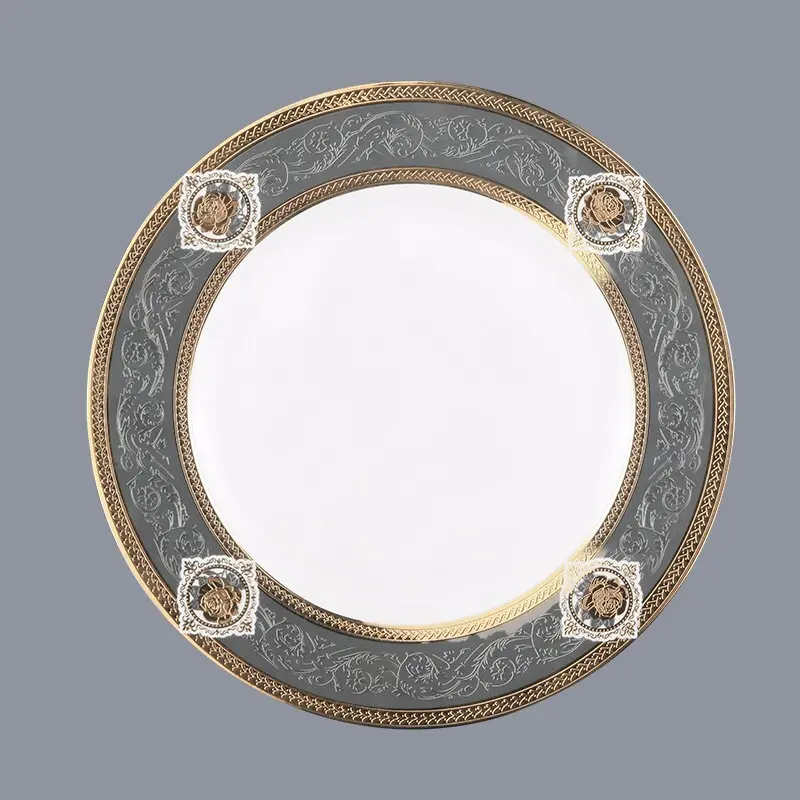 Two Eight Brand rim mixed gold fine white porcelain dinnerware 5