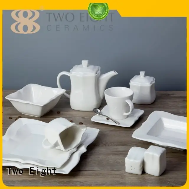 Two Eight Brand royalty porcelain embossed white dinner sets dish 1