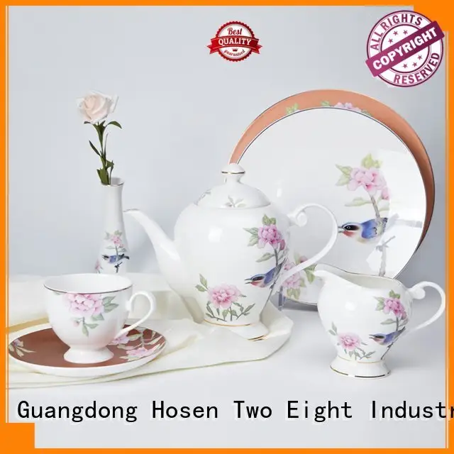 OEM fine china tea sets white rose fine white porcelain dinnerware 1