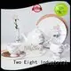 Two Eight fine white porcelain dinnerware white color gold navy 1