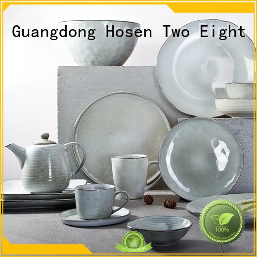 16 piece porcelain dinner set solid blue Two Eight Brand two eight ceramics 1