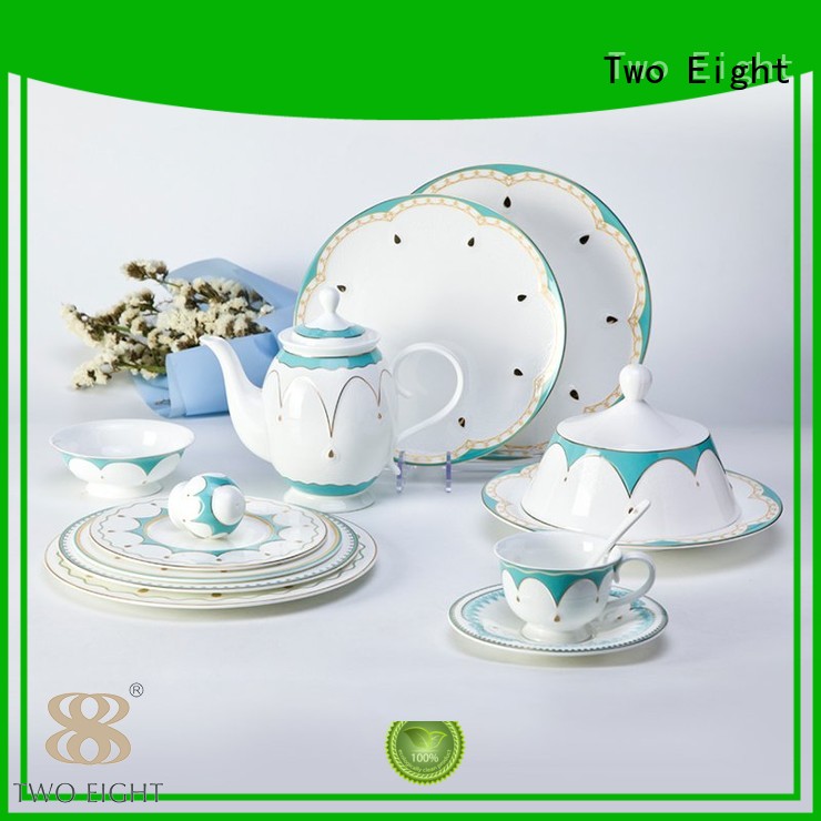 fine white porcelain dinnerware casual round bone Two Eight Brand company 1