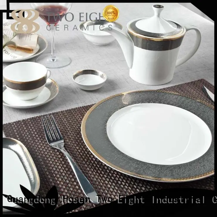 Two Eight Brand dark white custom fine white porcelain dinnerware 1
