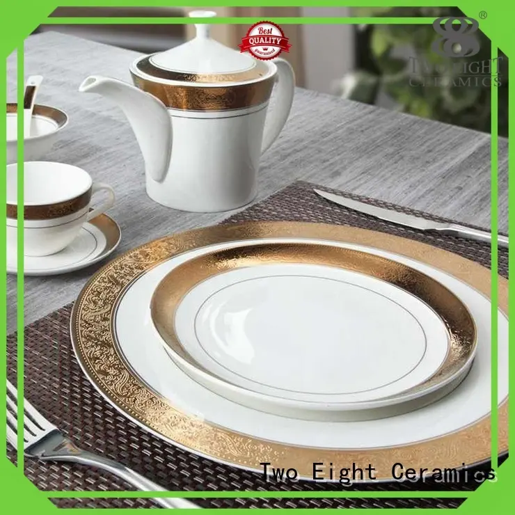 Two Eight Brand gloden dinnerware whithe custom fine white porcelain dinnerware 1
