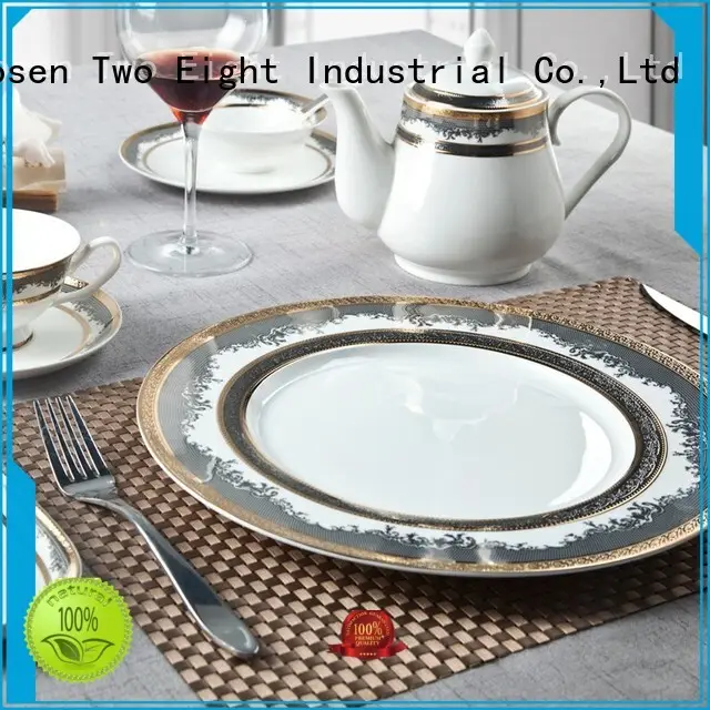 Two Eight Brand porcelain colored gold fine white porcelain dinnerware 1