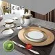 fine white porcelain dinnerware flat dark navy Warranty Two Eight 1