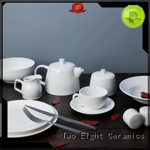 Two Eight elegant white bone china dinnerware rim for dinning room 1