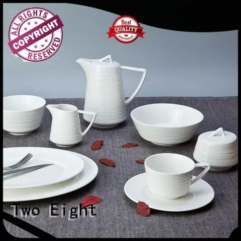 sample white porcelain dinner service Italian style for hotel Two Eight 1