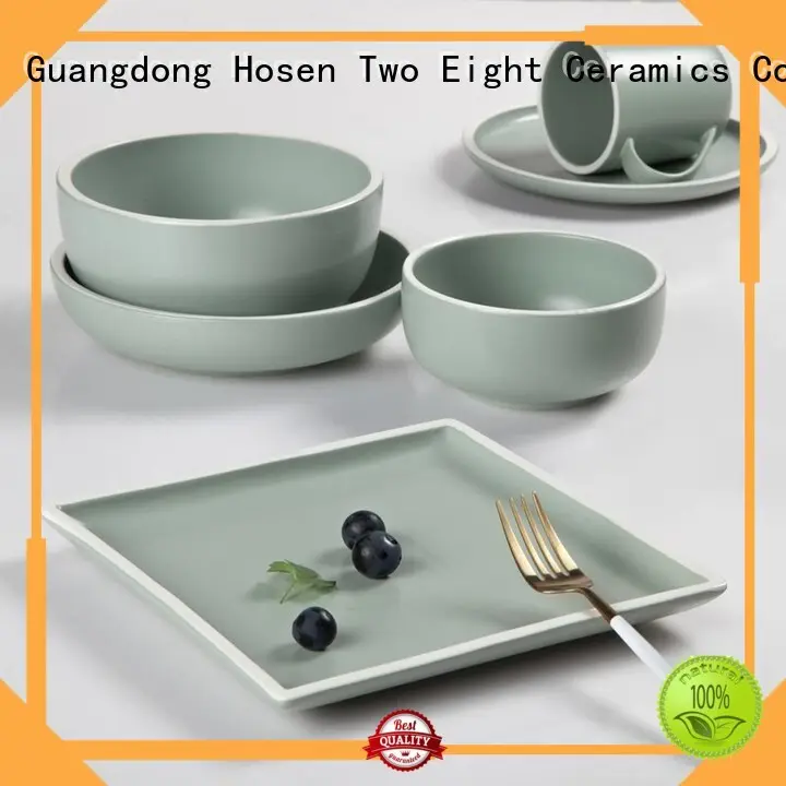Contemporary Style Jade Green Color Porcelain Dinner Set With White Rim - TC08 1