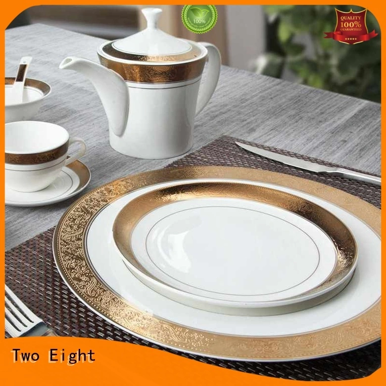 Mixed Golden And White Color Fine Bone china Dinnerware with Embossed Rim - TD02 1