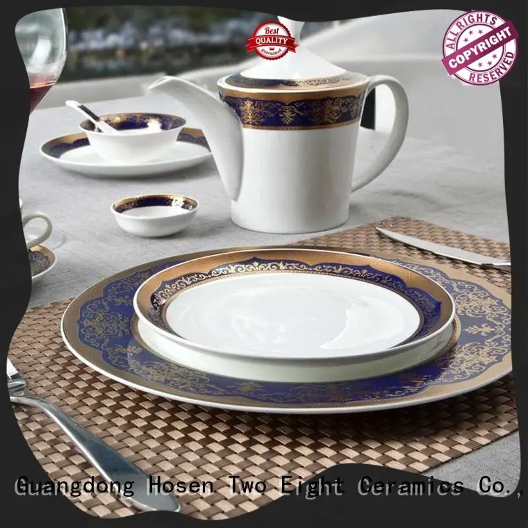 Italian Style Dark Blue Fine Bone china Dinnerware With Decal Rim - TD06 1