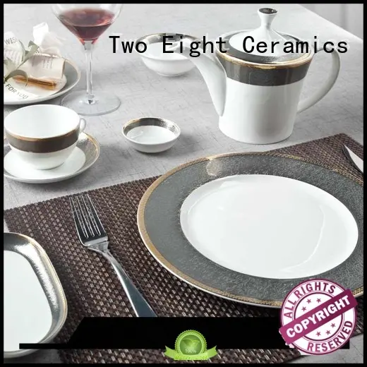 Classic Style Grey Decal Fine Bone china Dinnerware With Golden Rim - TD09 1