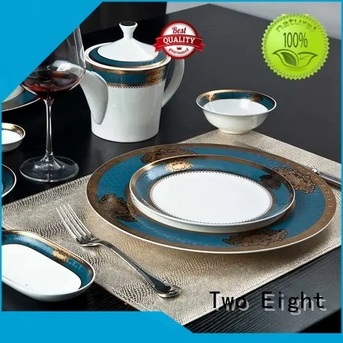 Royalty Style Fine Porcelain Dinnerware With Blue & Gold Decal Rim - TD10 1